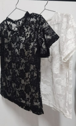 Remeras de encaje elastizado