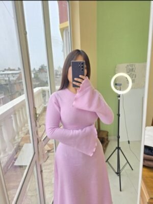 Vestido lanilla con corset