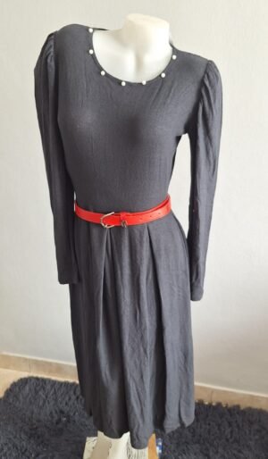 Vestido midi lanilla con perlas